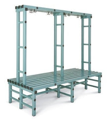 Kunststof zitbank - dubbel - met kapstok