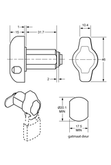 Klinksluiting 4452 t.b.v. deuren met grotere materiaaldikte