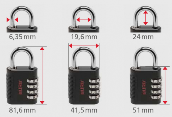 Hangcijferslot BURG575 - met moedersleutel (optioneel)
